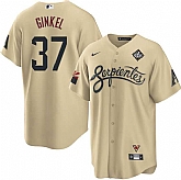 Men's Arizona Diamondbacks #37 Kevin Ginkel Gold 2023 World Series City Connect Cool Base Stitched Jersey Dzhi,baseball caps,new era cap wholesale,wholesale hats